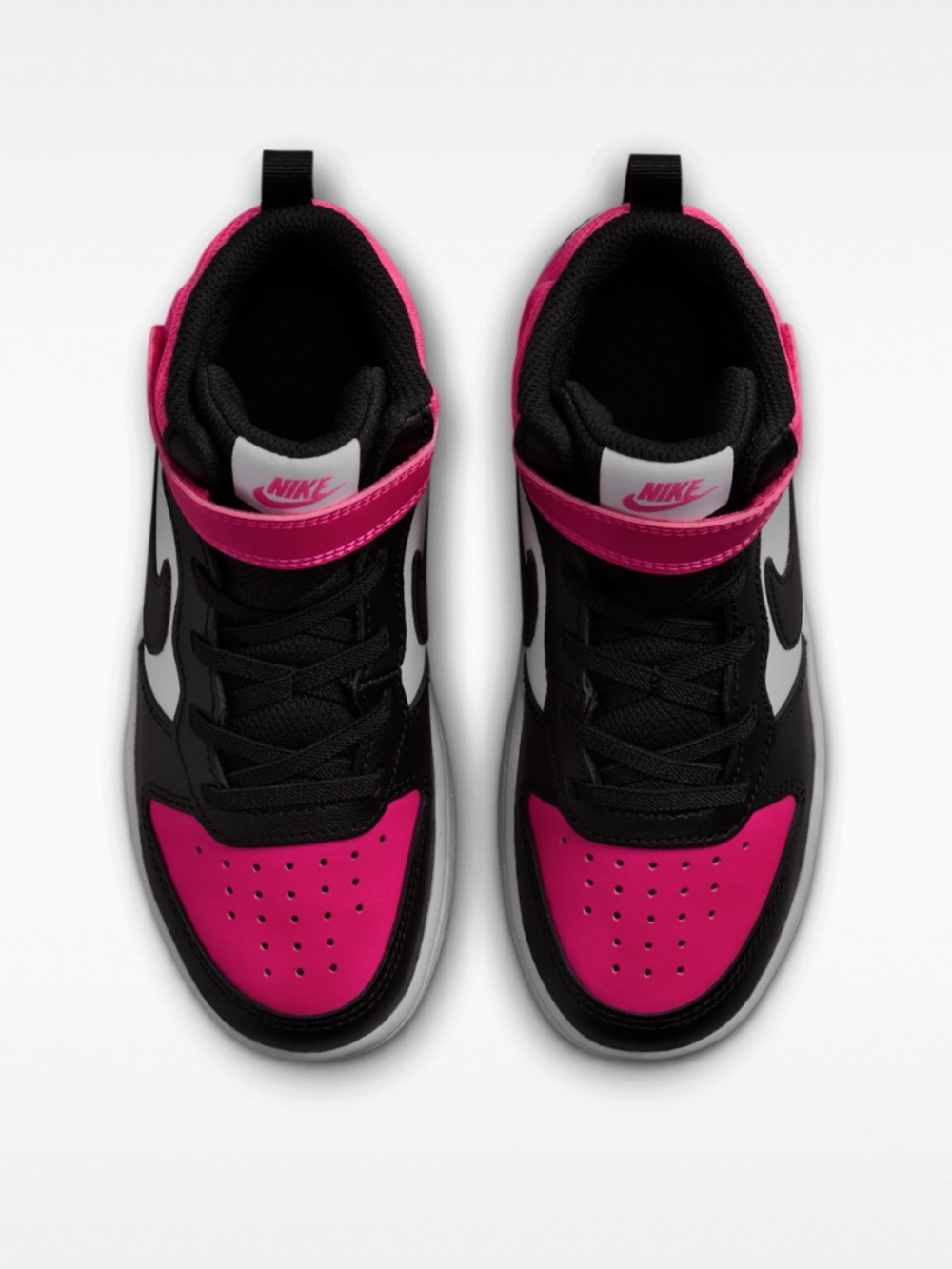 NIKE Court Borough Mid 2 Kids Sneakers Shoes Pink Black White Size 7.5 Toddler - Picture 2 of 8